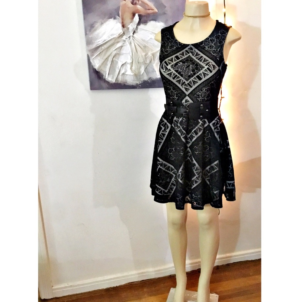 Xhilaration fit and flare velvety print dress